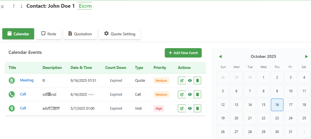 Contact Management Interface